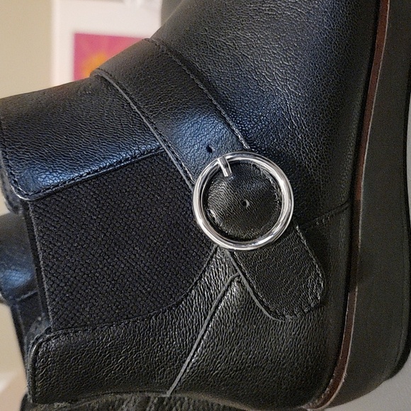 FITFLOP WOMENS SUPERBUCKLE CHELSEA BLACK LEATHER BOOTIES BNIB - Picture 5 of 7
